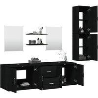 Berkfield Home Durable 7 Piece Bathroom Furniture Set Black Engineered Wood