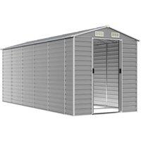 Berkfield Home Garden Shed Light Grey 191x470x198 cm Galvanised Steel | Size: 191 x 470 x 198 cm
