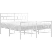 Berkfield Home Metal Bed Frame with Headboard & Footboard White 135x190 cm Double