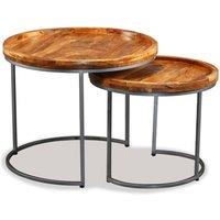 Berkfield Home Side Table Set 2 Pieces Solid Mango Wood in Brown