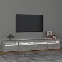 Berkfield Home TV Cabinet with LED Lights Concrete Grey 240x35x40 cm | Size: 240 x 35 x 40 cm