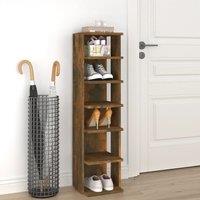 Berkfield Home Shoe Rack Smoked Oak 27.5x27x102 cm Engineered Wood in Brown