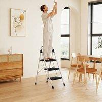 Costway 3 Step Ladder Folding Step Stool with Cushioned Handrail in Black