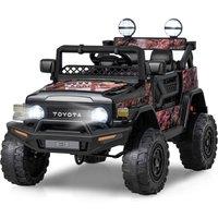 Gymax 12V Electric Ride On Toy Toyota Car With Remote Control Light & Sound in Black