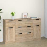 Berkfield Home 3 Piece Sideboard Set Sonoma Oak Engineered Wood in Brown