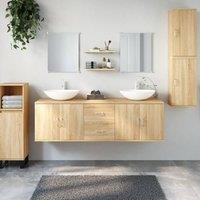 Berkfield Home 7 Piece Bathroom Furniture Set Oak Engineered Wood in Brown