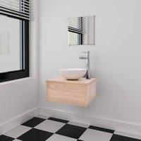Berkfield Home Three Piece Bathroom Furniture & Basin Set Beige