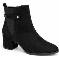 Spot On Women's Wide Fit Block Heel Ankle Boot with Elastic Side Panel in Black | Size: 6
