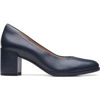 Clarks Women's Freva 55 Court Navy Leather Heels in Blue | Size: 3-Wide Fit