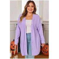 Everyday The Label Women's Orchid Petal Plus Size Waffle Knit Button Front Cardigan in Lilac | Size: 2XL
