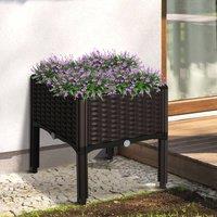 OUTSUNNY Garden Raised Flower Elevated Bed Lightweight Vegetable Herb Plant Stand in Brown