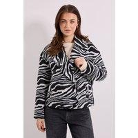 Dorothy Perkins Women's Zebra Printed Boxy Short Coat in Mono | Size: 8
