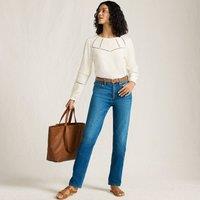 Lands' End Women's Recover Straight Leg Jeans, High Waisted in Indigo | Size: 14L