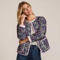 Lands' End Women's Collarless Quilted Reversible Insulated Jacket, Print | Size: 10-12