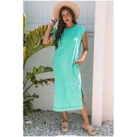 Everyday The Label Women's Clearly Aqua Mineral Wash Pocketed T-Shirt Long Dress | Size: Small