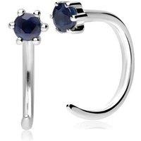 Gemondo Women's Blue Sapphire 9ct White Gold Pull Through Hoop Earrings One Size