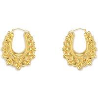 Jewelco London Women's Gold-plated Silver Oval Pear Spikey Bead Creole Earrings 24mm in Gold