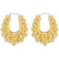 Jewelco London Women's Gold-plated Silver Oval Pear Spikey Bead Creole Earrings 41mm in Gold