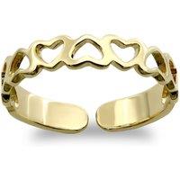 Jewelco London Women's 9ct Gold Cut Out Love Hearts Inversion Pattern Toe Ring