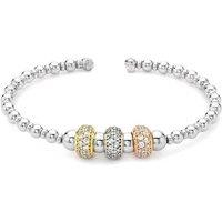 Jewelco London Women's Gold-plated Silver CZ Roller Ball Flexi Torque Bangle Bracelet