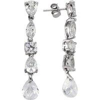 Jewelco London Women's Silver Marquise & Pear Shape CZ Tears of Joy Drop Earrings