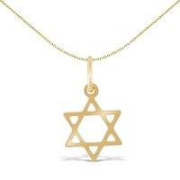 Jewelco London Women's 9ct Gold Magen David Star Charm Pendant