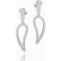 Jewelco London Women's Sterling Silver CZ Minimalist Angel Wings Drop Earrings