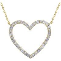 Jewelco London Women's Gold-plated Silver CZ Open Love Heart Alternating Necklace in Gold