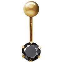Jewelco London Women's 9ct Gold 6mm CZ Solitaire Banana Belly Bar Piercing 10mm in Black