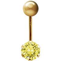 Jewelco London Women's 9ct Gold 6mm CZ Solitaire Banana Belly Bar Piercing 10mm in Yellow
