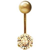 Jewelco London Women's 9ct Gold 6mm CZ Solitaire Banana Belly Bar Piercing 10mm in Peach