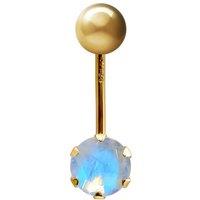 Jewelco London Women's 9ct Gold 6mm CZ Solitaire Banana Belly Bar Piercing 10mm