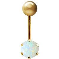 Jewelco London Women's 9ct Gold 6mm CZ Solitaire Banana Belly Bar Piercing 10mm in White