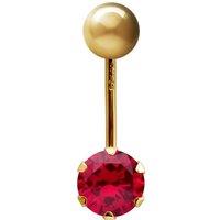 Jewelco London Women's 9ct Gold 6mm CZ Solitaire Banana Belly Bar Piercing 10mm in Red