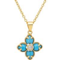 Latelita Women's Flower Clover Turquoise Pendant Necklace Gold in Blue