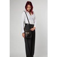 NiNa Amora Women's 'Elisa' Leather Cross Body Bag in Black