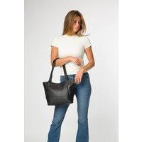 Cultured London Women's 'Lisette' Leather Tote Bag in Black