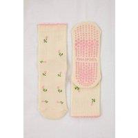 WOVCOR Women's Printed Non Slip Cotton Knit Yoga Socks