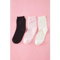 WOVCOR Women's 3-Pack Cotton Bow Detail Knit Socks