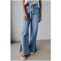 Everyday The Label Women's Myosotis Slit Leg High Rise Drawstring Casual Jeans in Pale Blue | Size: 10
