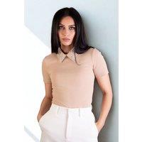 BALOU Women's Pearl Collar Top Nude | Size: 10