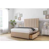 Comfort Beds Tokyo Plush Divan Base 2 Drawers - 26 Headboard in Stone | Size: Small Double