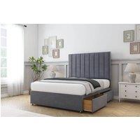Comfort Beds Tokyo Plush Divan Base 2 Drawers - 26 Headboard in Dark Grey | Size: Double