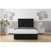 Comfort Beds Savannah Plush Divan Base No Drawers - 26 Headboard in Black | Size: Small Double