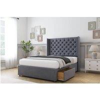 Comfort Beds Selena Plush Divan Base 2 Drawers - 54 Wingback in Dark Grey | Size: Double