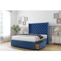 Comfort Beds Selena Plush Divan Base 2 Drawers - 54" Wingback in Navy | Size: Double