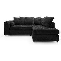 Furnishings For Less UK Monaco Chenille Fabric 3 to 4 Seater L Shaped Corner Sofa Right Hand Facing in Black