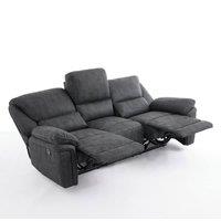 FURNITURE ONE Manual Reclining Leathaire Sofa Suite, Dark Gray- 3 Seater in Grey