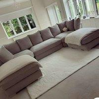 Home & Love Oakland Bishop U Shape Cinema Sofa Scatterback Corner Sofa - Mink in Beige