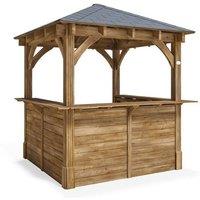 Dunster House Garden Bar Wooden Gazebo Heavy Duty 2.5m x 2.5m - Leviathan C in Brown